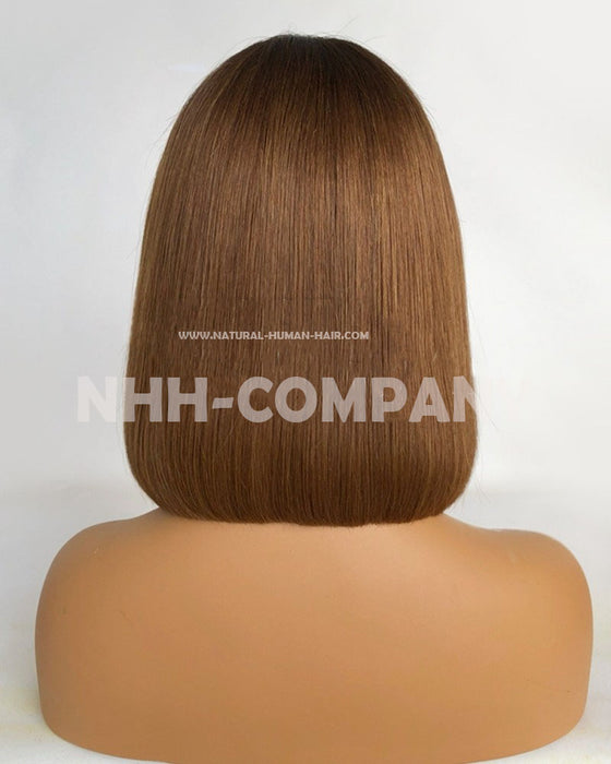 Human Hair Wig Bob Straight 150% Density 10 Inch Glueless Lace Front Wig