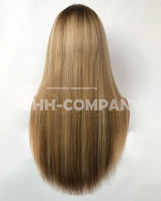 Human Hair Wig Highlighted Silky Straight T Frontal LACE Wig