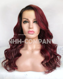  Human Hair Wig Ombre Wavy 20 Inch Virgin Hair Lace Front Wig