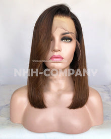  Human Hair Wig 14 Inch Ombre Bob Virgin Human Hair Glueles Lace Front Wig