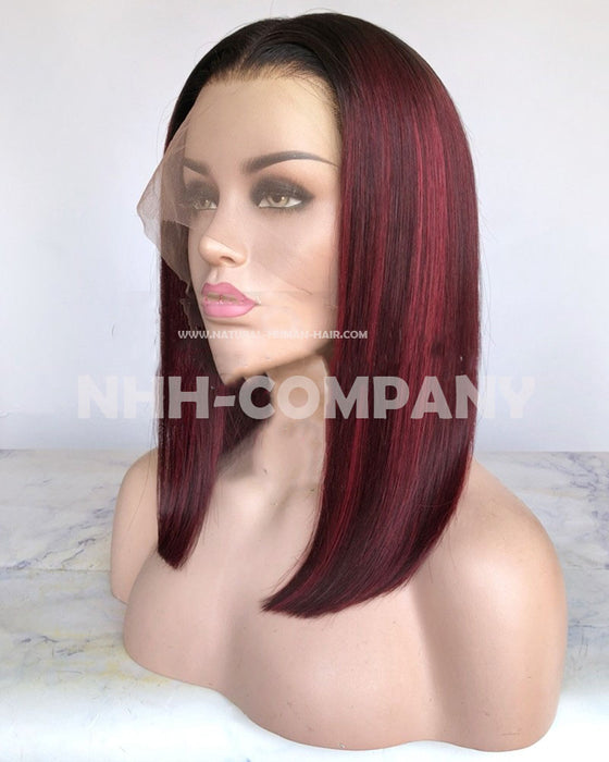 Human Hair Wig 14 Inch Ombre Color Bob Straight  Glueless Wig