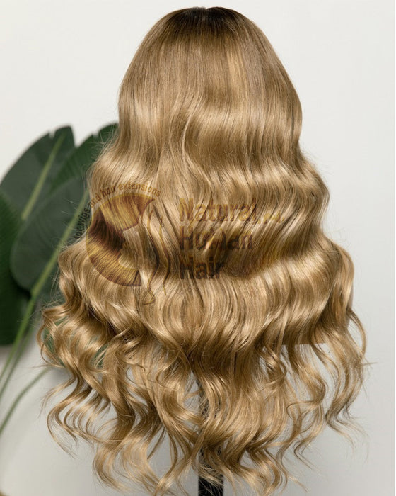 Human Hair Wig  22 Inch Wavy Lace Front Wig European virgin hair
