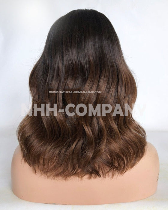 Human Hair Wig  12 Inch Wavy 150% Density European fede Virgin Hair Glueless Lace Front Wig