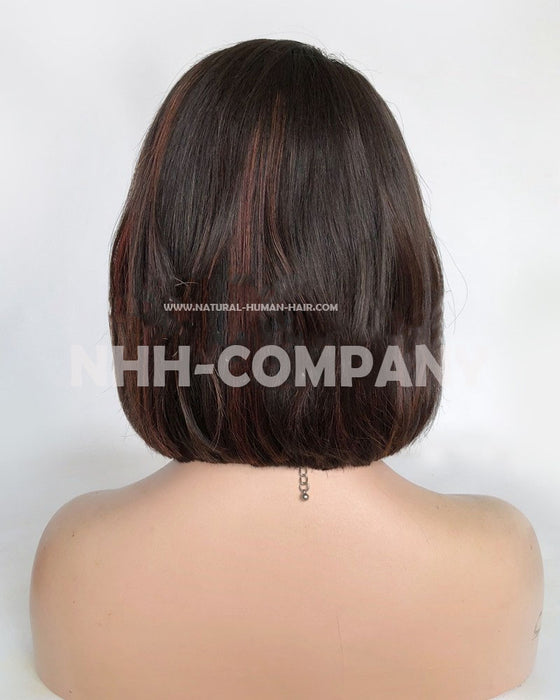Human Hair Wig 10 Inch Long Bob Straight Glueless Lace Front Wig