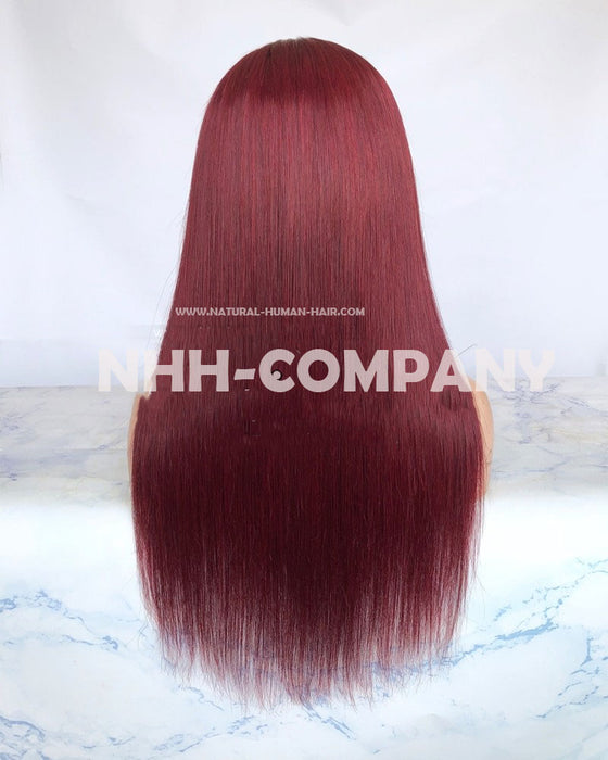 Human Hair Wig 18 Inch Virgin Human Hair color #99J  Glueless Full Lace Wig