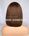 Human Hair Wig 10inch Straight Bob Color #4 150% Density Glueless Lace Front Wigs