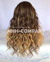 Human Hair Wig 18 Inch 130% Density Highlight Color Wavy Virgin Hair Wig