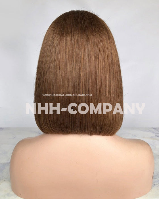Human Hair Wig 10 Inch Virgin Hair Bob Straight  150% Glueless Lace Front Wig