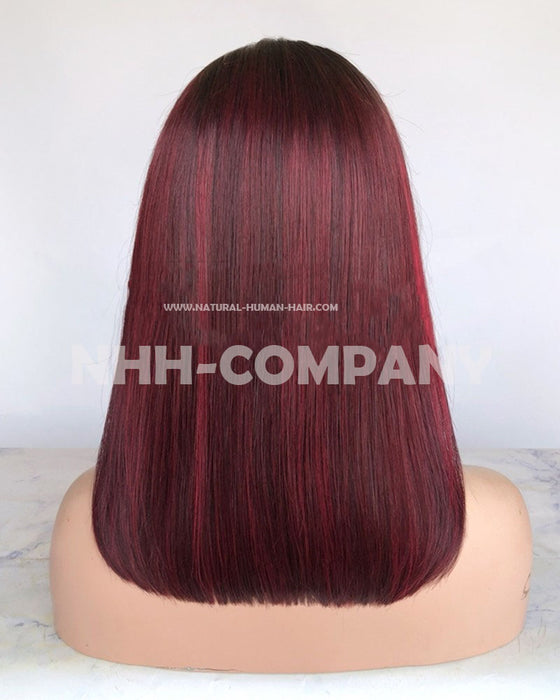Human Hair Wig 14 Inch Ombre Color Bob Straight  Glueless Wig