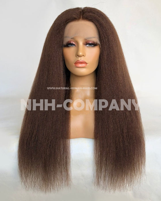 Human Hair Wig Kinky Straight 24 Inch Indian virgin Hair Lace Front Wig