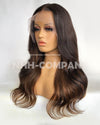 Human Hair Wig Wavy18 Inch Ombre Color T Frontal Wig