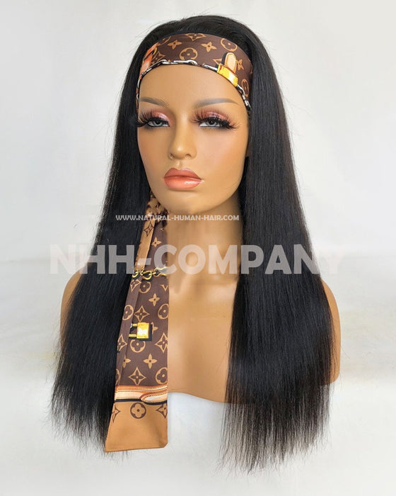 Human Hair Wig 18 Inch 180% Density ,Yaki HeadBand Wig