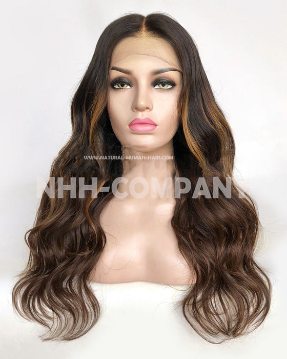 Human Hair Wig 20Inch Wavy Virgin European virgin hair Glueless Lace Front Wig