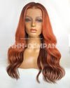 Human Hair Wig 18 Inch Ombre Color Wavy 180% Density T Frontal Wig