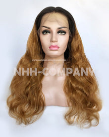  Human Hair Wig Body Wavy Ombre Color Glueless Full Lace Wig
