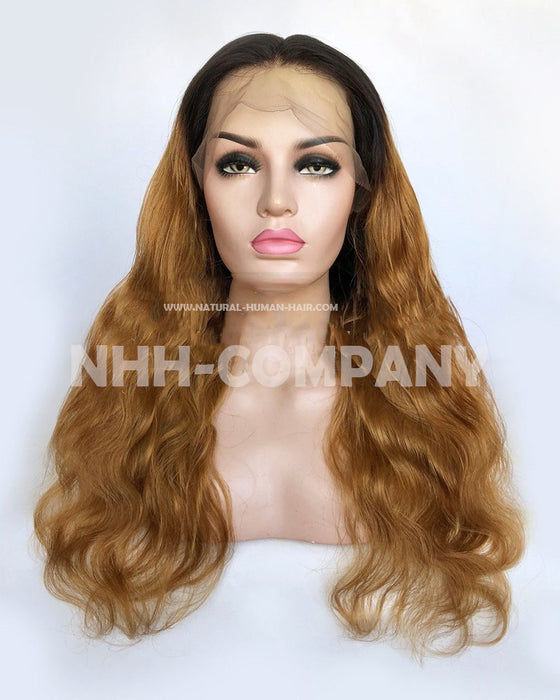 Human Hair Wig Body Wavy Ombre Color Glueless Full Lace Wig