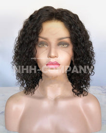  Human Hair Wig 12'' Bob Curly Virgin Human Hair Glueless Lace Front Wig