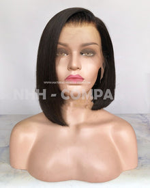  Human Hair Wig 10inch Bob Style Natural Color Virgin Human Hair Glueless Lace Front Wig