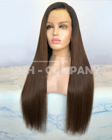  Human Hair Wig 24 Inch Silky Straight Ombre Color Virgin Hair Lace Front Wig