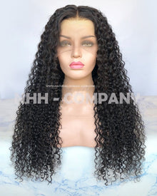  Human Hair Wig 24 Inch Natural Color 10mm Curly  Virgin Human Hair Lace Front Wig