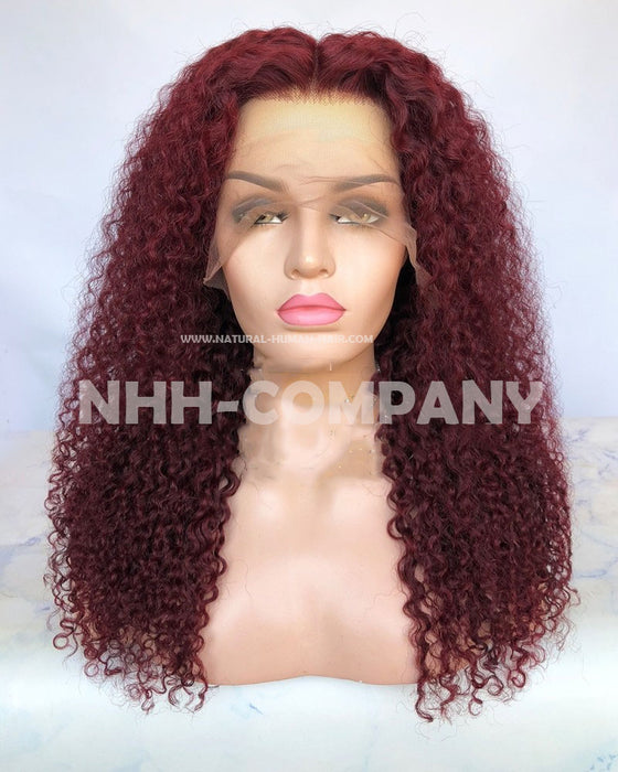 Human Hair Wig 20 Inch Red Curly Human Hair 130% Density Glueless Wig