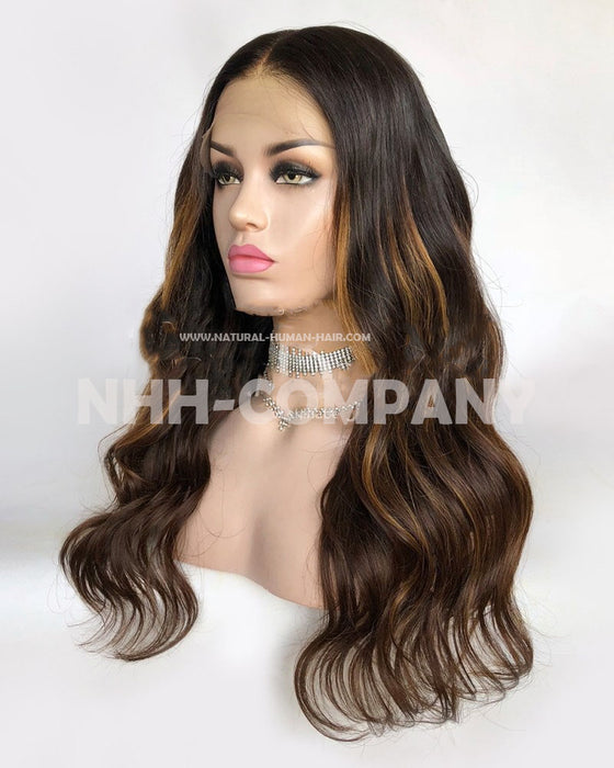 Human Hair Wig 20Inch Wavy Virgin European virgin hair Glueless Lace Front Wig